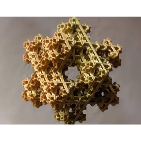 3D Printed Fractal Koch Snowflake Christmas Ornament; free spinning; Holiday dec - Picture 4 of 9